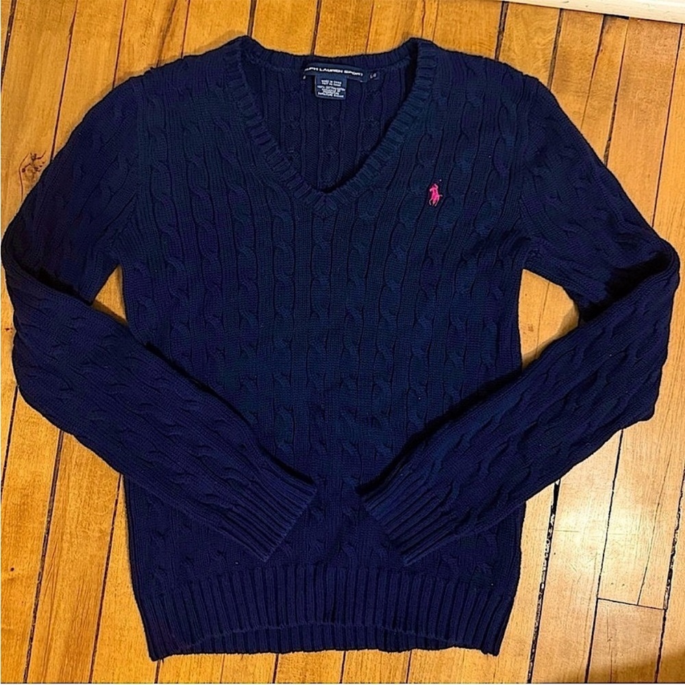 Ralph Lauren Sport Blue Cable Knit Sweater